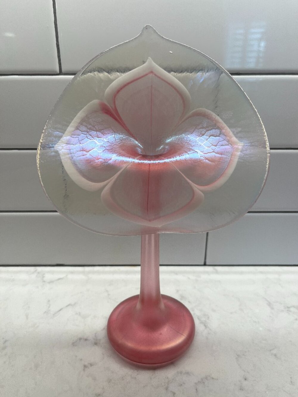 1982 Stuart Abelman Signed V1272-4 Art Glass "Jack-in-the-Pulpit" Vase